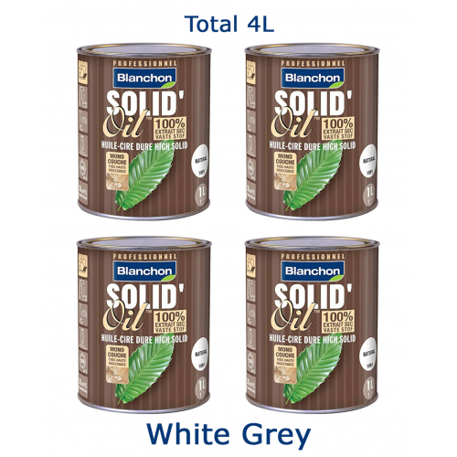 Blanchon SOLID'OIL 4 ltr (four 1 ltr cans) WHITE GREY 04402892 (BL)